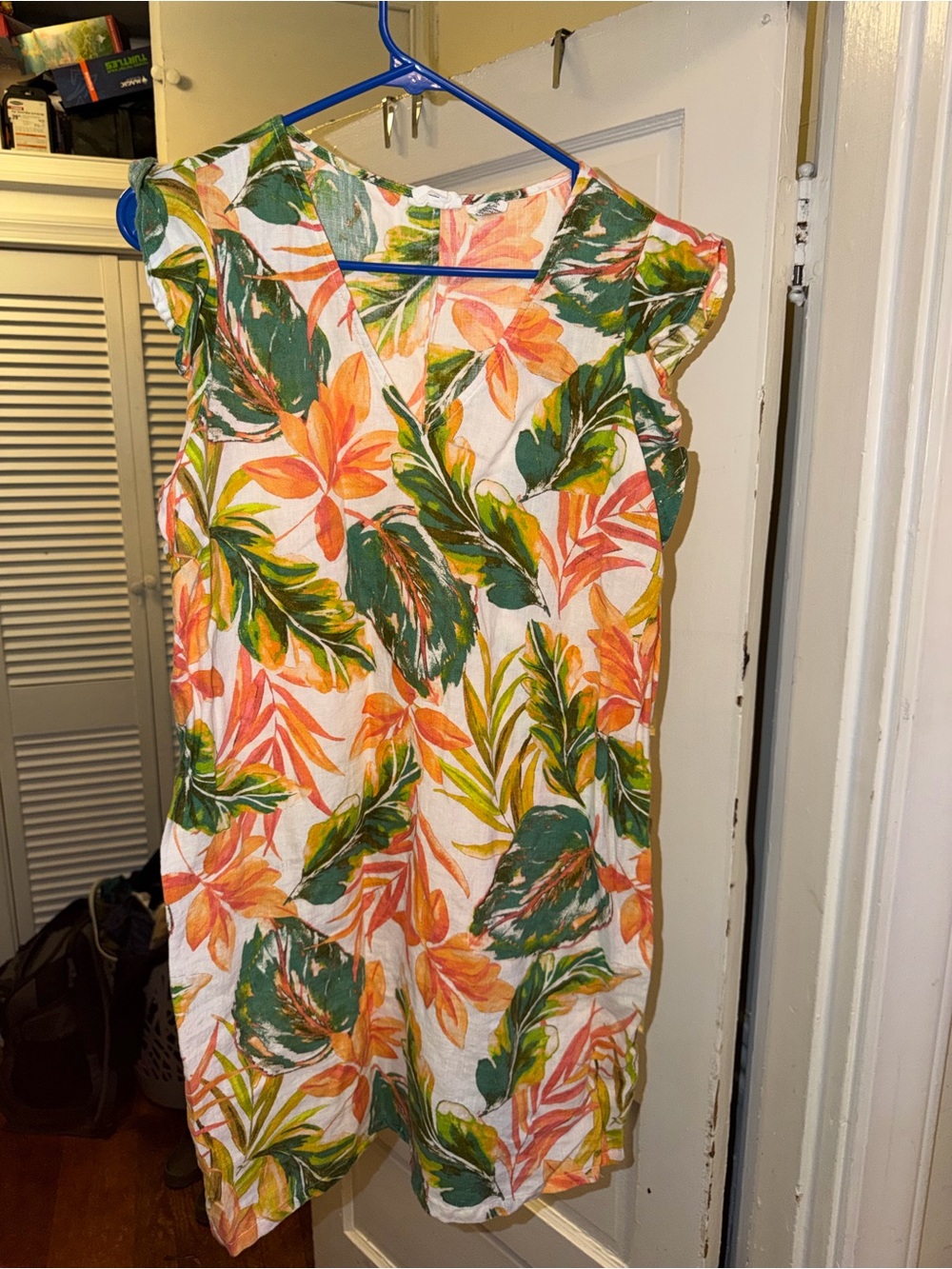 Nicole Miller Ruffle Cut-Off Sleeve Floral A-Line Dress